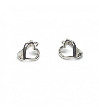 E000821 Genuine Sterling Silver Small Earrings Hearts Solid Hallmarked 925 Handmade